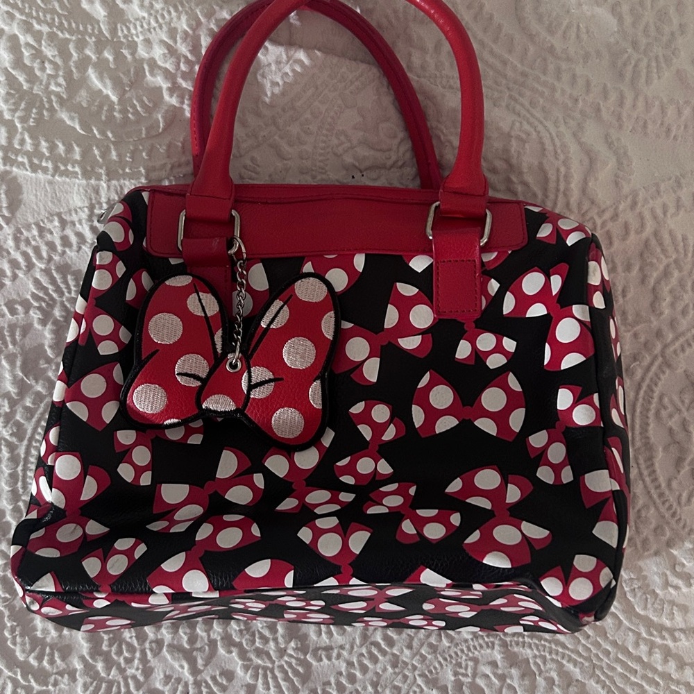 Stylish Polka Dot Bow Shoulder Bag - Red and Black